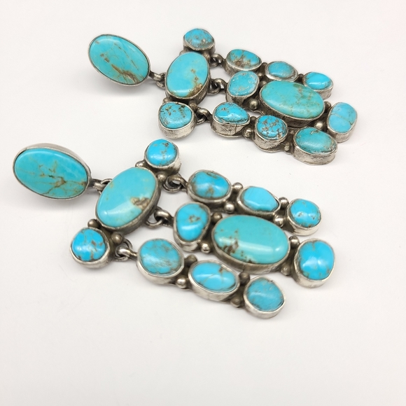 Navajo Bernita Begay Sterling Turquoise Earrings